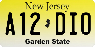 NJ license plate A12DIO