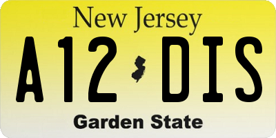 NJ license plate A12DIS
