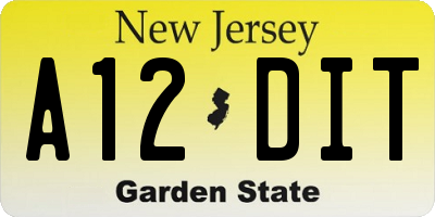 NJ license plate A12DIT
