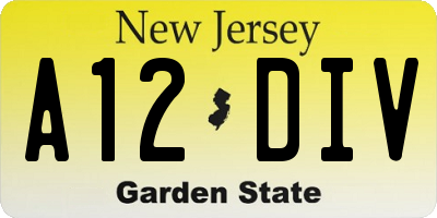 NJ license plate A12DIV