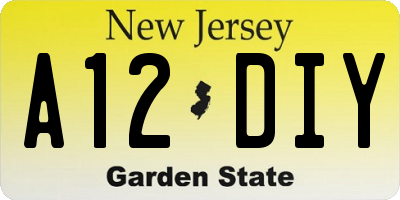 NJ license plate A12DIY