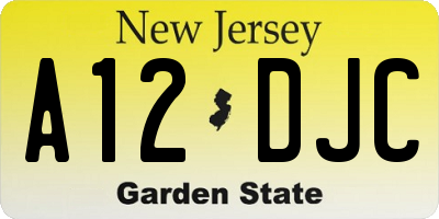 NJ license plate A12DJC