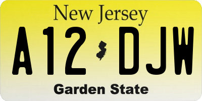 NJ license plate A12DJW