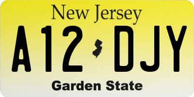 NJ license plate A12DJY