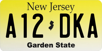 NJ license plate A12DKA