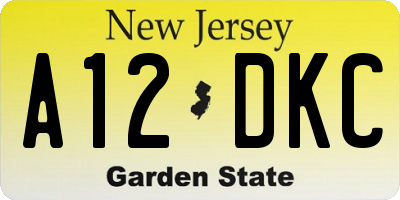 NJ license plate A12DKC