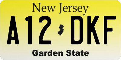 NJ license plate A12DKF