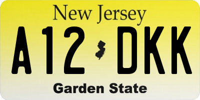NJ license plate A12DKK