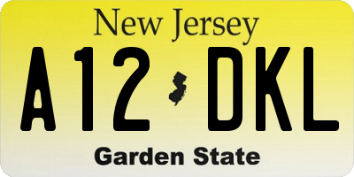 NJ license plate A12DKL