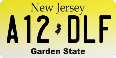 NJ license plate A12DLF