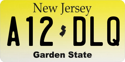 NJ license plate A12DLQ