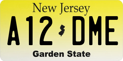 NJ license plate A12DME