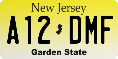 NJ license plate A12DMF
