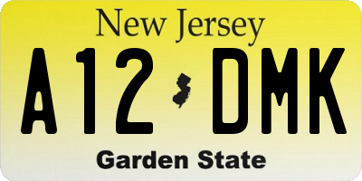 NJ license plate A12DMK