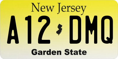 NJ license plate A12DMQ