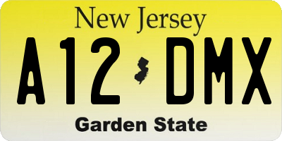 NJ license plate A12DMX