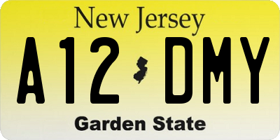 NJ license plate A12DMY