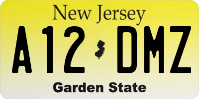 NJ license plate A12DMZ