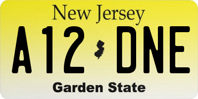 NJ license plate A12DNE