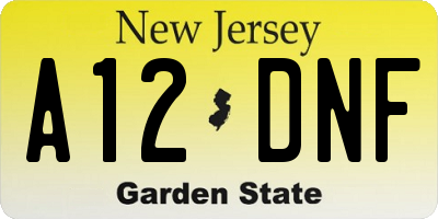 NJ license plate A12DNF