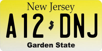 NJ license plate A12DNJ