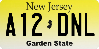 NJ license plate A12DNL