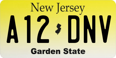NJ license plate A12DNV