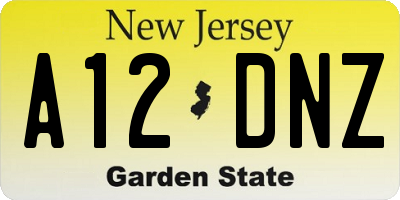 NJ license plate A12DNZ