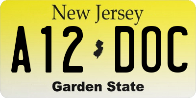 NJ license plate A12DOC