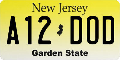 NJ license plate A12DOD