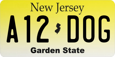 NJ license plate A12DOG