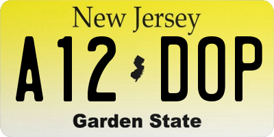 NJ license plate A12DOP