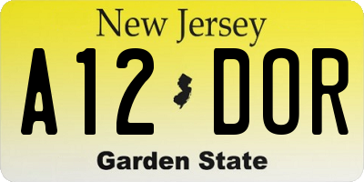 NJ license plate A12DOR