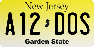 NJ license plate A12DOS