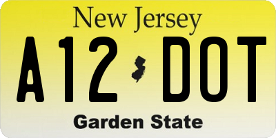 NJ license plate A12DOT