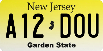 NJ license plate A12DOU