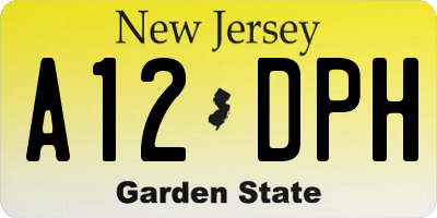 NJ license plate A12DPH