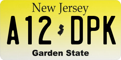 NJ license plate A12DPK