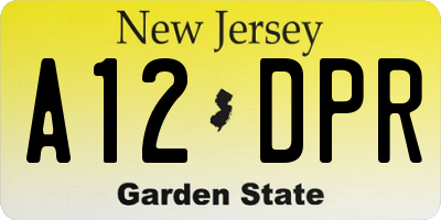 NJ license plate A12DPR