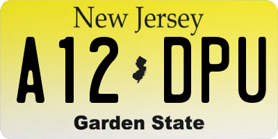 NJ license plate A12DPU