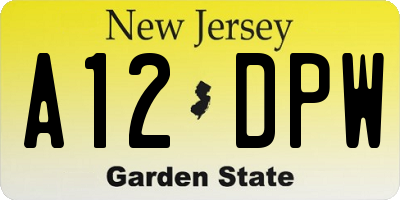 NJ license plate A12DPW
