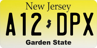 NJ license plate A12DPX