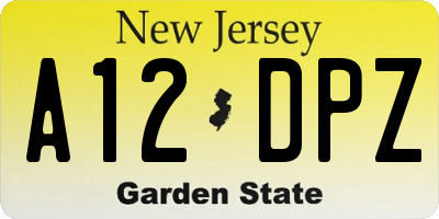 NJ license plate A12DPZ