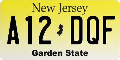 NJ license plate A12DQF