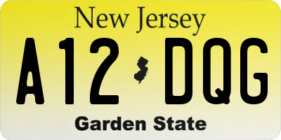 NJ license plate A12DQG