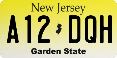 NJ license plate A12DQH
