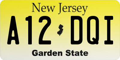 NJ license plate A12DQI