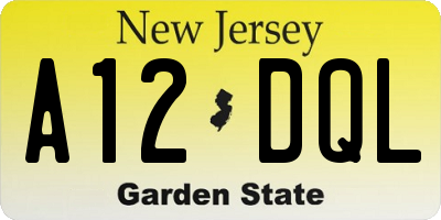 NJ license plate A12DQL
