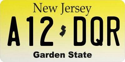NJ license plate A12DQR