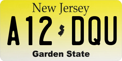 NJ license plate A12DQU